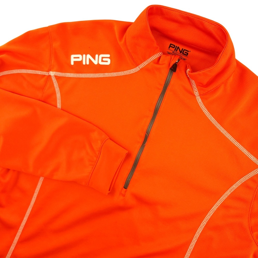 PING‎ Performance Pullover Mens M Orange 1/4 Zip Long Sleeve Golf Top Athletic